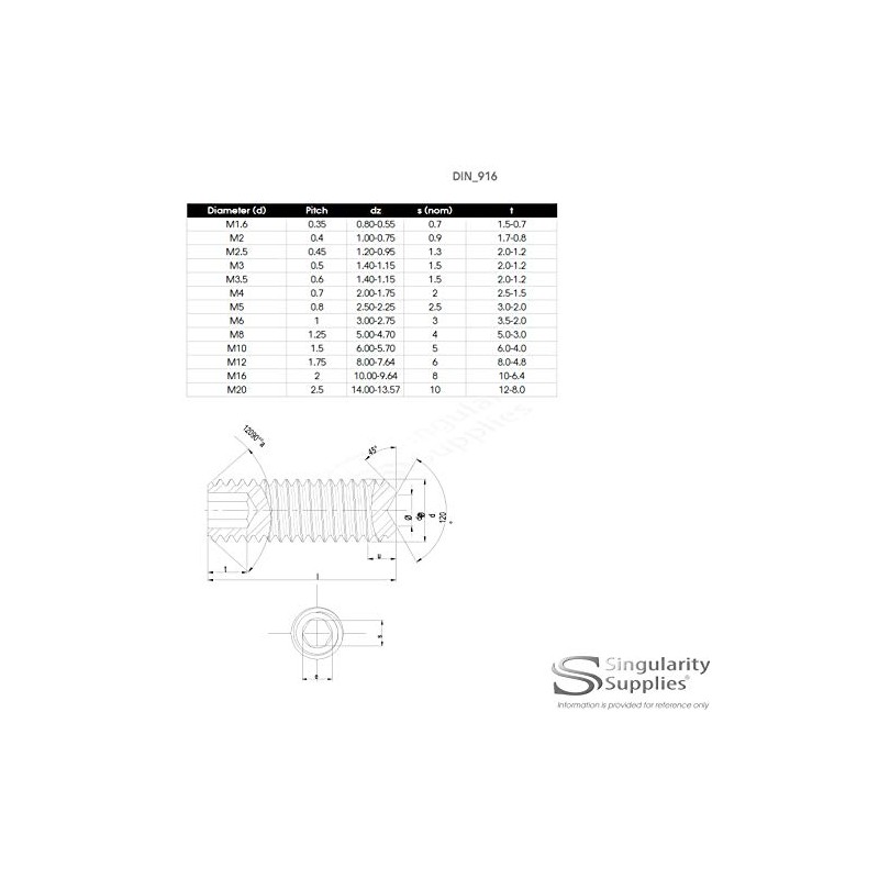 M4 (4mm x 18mm) Hex Socket Grub Screw (Cup Point)