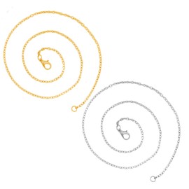 UEIOAVL Ketten für Damen, 2 Stück Damen Goldkette Silberkette ohne Anhänger wasserfest und antioxidativ (50 cm)