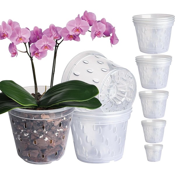 GOTVUGE Orchid Pots Variety 12 Packs (4.3in / 5in x