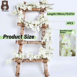 Treabear Artificial Flowers 180 cm Artificial Flowers Cherry Blossoms Decoration White Spring Flowers Artificial Cherry Blossoms Artificial Flowers Like Real Cherry Blossoms Garland for Spring