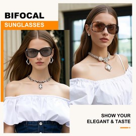 FONHCOO Bifocal Sunglasses for Women, Stylish Reader Sunglasses with Readers Built-in, Retro Oval Sun Reader UV Protection(Tortoise 2.5)