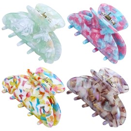 inSowni 4 Pieces 6.2cm/2.4" Small Tortoise Acetate Arcylic Hair Claws Non Slip Hair Clips Barrettes Accessories for Women Girls Medium Thin Hair
