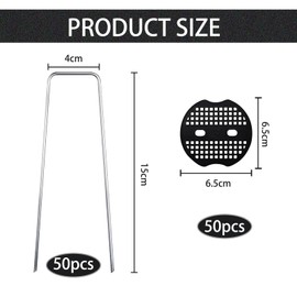 Ground Anchor, Ground Anchor, Pack of 50 + 50 Washers, Pegs (100 x 40 x 2.5 mm), Anti Rust Galvanised Ground Anchors, for Gardens, Mulch and Artificial Grass, Camping, Travel
