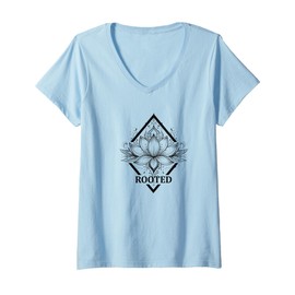 Womens Rooted Lotus Flower – Minimal Spiritual Growth Symbol V-Neck T-Shirt