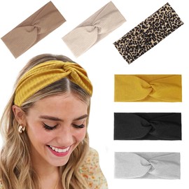 Nayyana 6 Pieces Headbands for Women Non-Slip Short Hair Yoga Workout Running Sports Elastic Hair Bands for Women Hair Twist Turban Hair Wrap for Girls