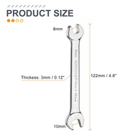 HARFINGTON Double Open End Wrench 8mm x 10mm Metric 15 Degree Offset Angle Small Flat Head Wrench Mirror Polished Open Ended Spanner for Automotive Repair Furniture Assembly