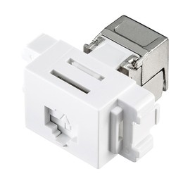 Sanwa Supply Keystone Jack CAT6A RJ-45 Shielded Jack JIS Compliant Faceplate Compatible White LA-FP-MJ7