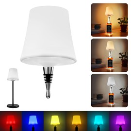 Neymlya Wireless Bottle Lamp, 2 in 1 Cordless Table Lamp Rechargeable Battery Operated Waterproof Dimmable 3 Colors RGB Portable LED Lamp for Home Bar Restaurant Indoor Outdoor