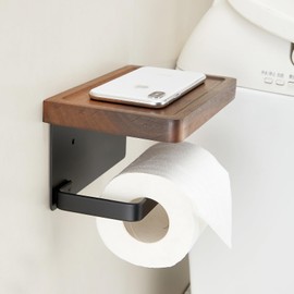 HaiFanWJ Wall Hanging Solid Wood Bathroom Storage Rack, Bathroom Tissue Organizer, Toilet Paper Storage Rack Hanging on The Wall (White Shelving)