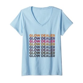 Womens Glow Dealer Skincare Retro Glowing Skin Esthetician V-Neck T-Shirt