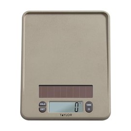 Taylor Light Powered Digital Kitchen Scale, Coffee Husk Blend Material, Solar Panel with Endless Power, No Batteries Needed, Energy-Saving, 11lb Capacity, Beige