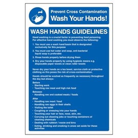 V Safety Wash Hands Guidelines - Portrait 200 x 300mm - 2mm Rigid Plastic Safety Sign