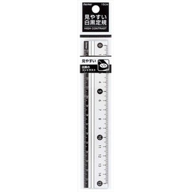 Raymei Fujii APJ188W Ruler, Easy to Read Black and White Ruler, 5.9 inches (15 cm), White