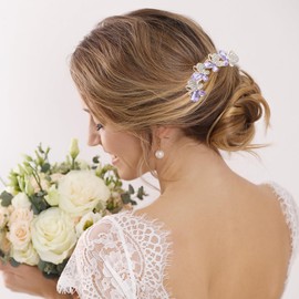 VOCOSTE Decorative Hair Combs, Rhinestone Butterfly Hair Comb, Stylish Bridal Side Comb, Hair Accessory for Elegant Styling, Purple