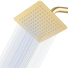 Cabezal de ducha de lluvia de 8 pulgadas, oro cepillado, acero inoxidable 304, diseño ultrafino, cabezal de ducha cuadrado de lluvia moderno, baño completo, cobertura de cuerpo completo