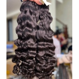 Loose Wavy Curly Raw Human Hair Bundle Full Cuticle Aligned Hair Indian Curly Vietnam Burmese Curly Fumi Bouncy Curly Haircolor: Bouncy Curly 1, Stretched Length: 28"