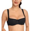 Lemorosy Women's Balconette Bra Push Up Lightly Padded Wide Straps