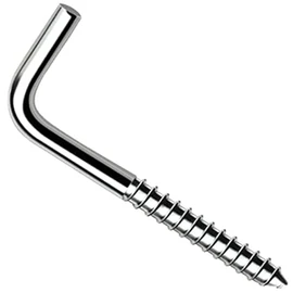 L Hook Screws 50mm x 5.0mm (Pack of: 100) Heavy Duty Square Cup Hooks for Hanging, Metal Screw in Wall Hangers Outdoor Mounting
