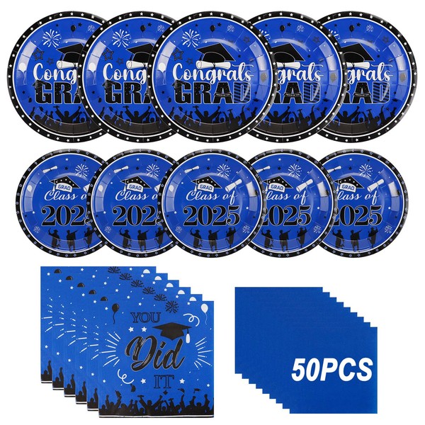 Nialnant 200 PCS Graduation Plates and Napkins 2025, Graduations Party