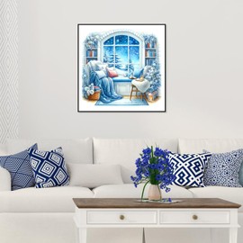 FHBUBPUP Diamond Painting Kits for Adults, winter Snow Scene Diamond Art Kits for Beginners - DIY Full Drill Round Diamond Dot Christmas Gem Art, Craft Gift Suitable for Home Wall Decoration 12×12Inch