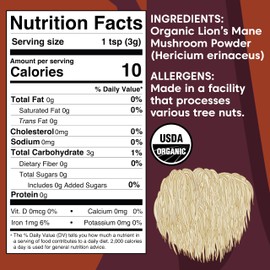 Wilderness Poets Organic Lion's Mane Mushroom Powder - California Grown (80 Ounce - 5 Pound)