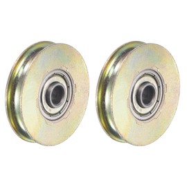 sourcing map Sliding Door Roller U Groove 6.4mm Shaft Hole 38mm Diameter, Bearing Steel, Pack of 2