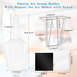 4-Piece Magnetic Ice Scoop Set for Fridge & Ice Maker - 24oz Clear Plastic Scoops with Metal Holders