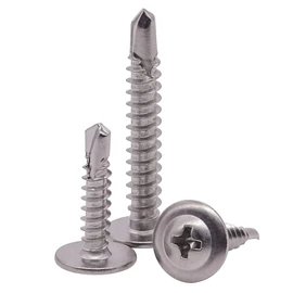 #10 x 1-1/2" Stainless Wafer Head Self Drilling Screw Phillips Truss Head Sheet Metal Tek Screws (50 PCS), 410 Stainless Steel, 2 Drilling Point, Dovetail Screws, by Eastlo Fastener