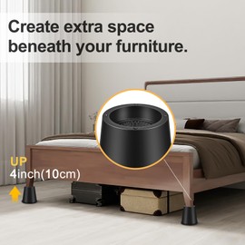 Uping Set of 4 furniture raisers, bed raisers, furniture raisers, table raisers, elephant feet, bed risers (10 cm height, black)