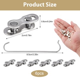 Bicycle Chain 11-Speed, Bicycle Chain Link 11-Speed Bicycles with Missing Links, Reusable Steel Bicycle Links, Quick Installation and Removal of the Bicycle Chain Lock, 6 Pairs