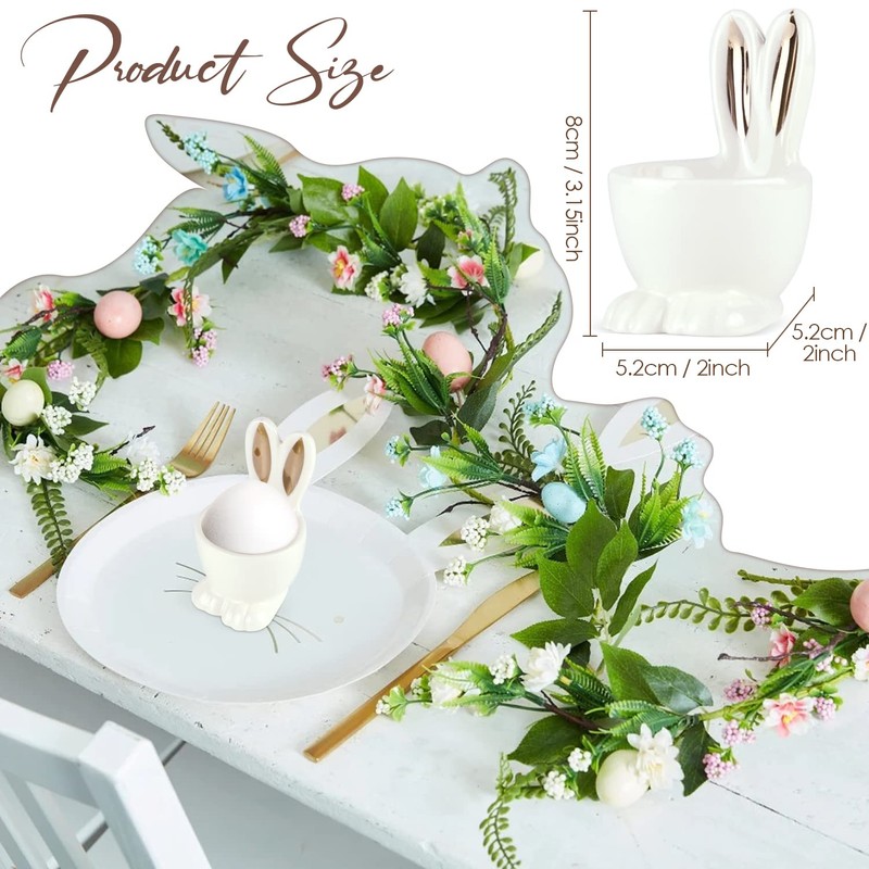 Easter Bunny Ears Shape Egg Holders- Set of 2 Ceramic