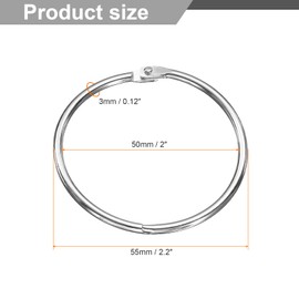 QUARKZMAN 20 Stück Binder Ringe 2 Zoll Loose Leaf Binder Ring Metall Buch Ringe Bunte Loose Leaf Ringe für Indexkarten Schlüsselanhänger Schlüssel Notizbuch Ringe für Zuhause Büro, Silberton