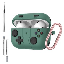 for AirPods Pro 3 Case Cover,Cute Cartoon 3D Funny Game Player Design Protective Silicone Skin Cover for AirPods Pro 3,with Keychain & Lanyard & Cleaner Kit,Green