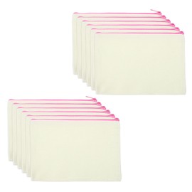uxcell Canvas Makeup Bags, 12 Pcs Travel Cosmetic Bags Bulk, Multipurpose Blank Toiletry Zipper Pouches Blank DIY Craft Bags Pencil Bag for Women Teens, Pink