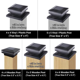 Dynaming 8 Pack Solar Post Cap Lights, Outdoor Decorative Post Solar Lights Black Shell Caps Fit 4x4 5x5 6x6 Vinyl/Wooden Posts, Brightness Warm White LED Lighting for Garden Fence Deck Patio