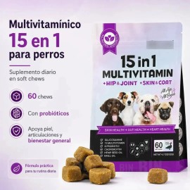 60 Multivitamínico Perros Refuerza Salud Articular 15 En 1