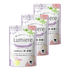 【3-Pack Set】Lumier Chest Tree Supplement Chasteberry with 18 Types of Ingredients Iron Folic Acid Support for Women's Rhythm