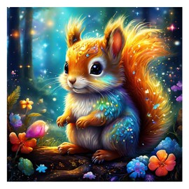 Diamond Painting Animal, Diamond Painting Adult Squirrel, Diamond Art Adult Set, Home Wall Decor for Gift (35 x 35 cm)