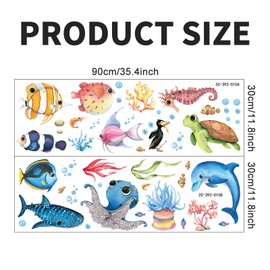 Wall Sticker Children's Room Underwater World Under the Sea Fish Wall Sticker Dolphin Sea Turtle Seaweed Wall Sticker Nursery Baby Room Bathroom Wall Decoration