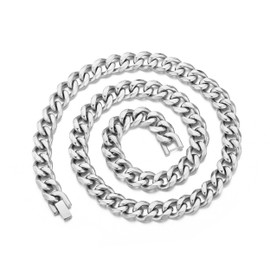Philip Jones Men's 12mm Stainless Steel 18 Inch Cuban Curb Chain Necklace