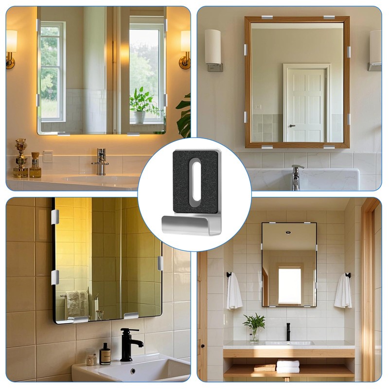 8 Pcs Mirror Clips, Stainless Steel Mirror Brackets, Mirror Mounting