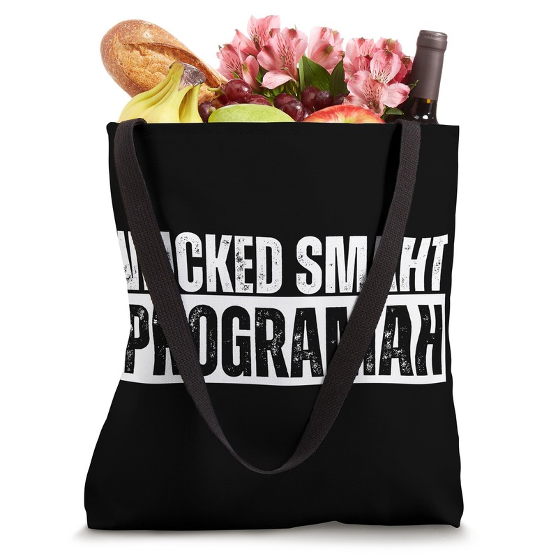 Wicked Smaht Programah Wicked Smart Programmer Distressed Tote Bag