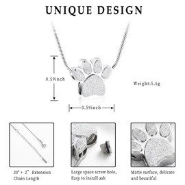 Hearbeingt Pet Cremation Jewelry for Ashes Urn Necklace Paw Print Pet Keepsake Jewelry for Pet/Dog's/Cat's Ashes Pendant Memorial Gifts