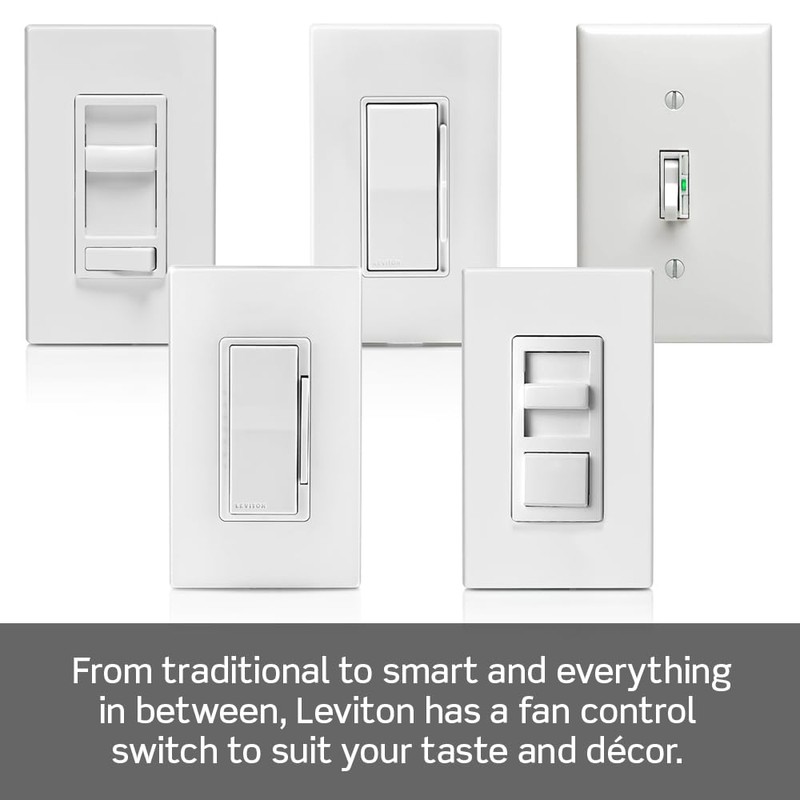 Leviton SureSlide Ceiling Fan Wall Switch, Quiet 3-Speed Fan Control,