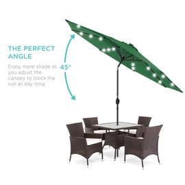 Best Choice Products 10ft Solar Polyester LED Lighted Patio Umbrella w/Tilt Adjustment and UV-Resistant Fabric - Green