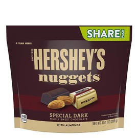 HERSHEY'S NUGGETS Special Dark Chocolate with Almonds Candy, Share Pack, 10.1 oz Bag