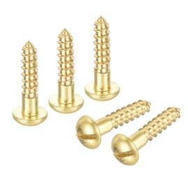 sourcing map Wood Screws M2.5 x 12mm Slotted Round Head Brass Self-Tapping Screw 30 Pcs
