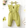 Mioglrie Newborn Girl Clothes Green Short Sleeve Button Snap Rompers