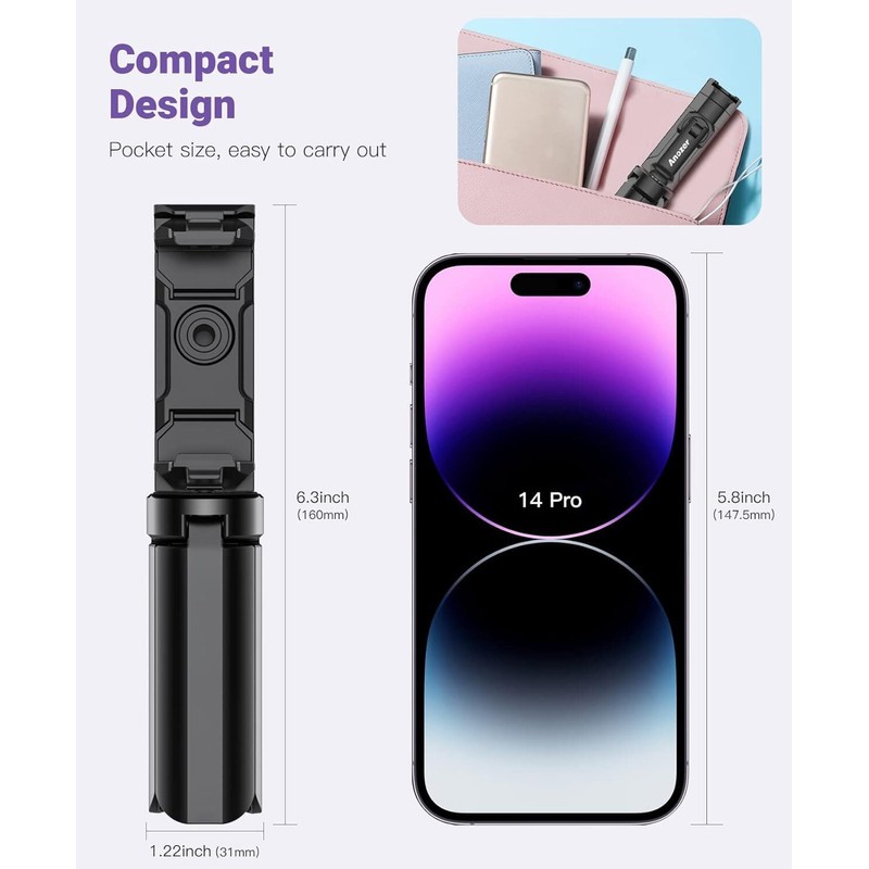 Anozer Mini Tripod with Universal Phone Holder & Cold Shoe,