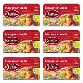 Celestial Seasonings Rooibos Madagascar Vanilla Herbal Tea, Caffeine Free, 20 Tea Bags Box (Pack of 6)